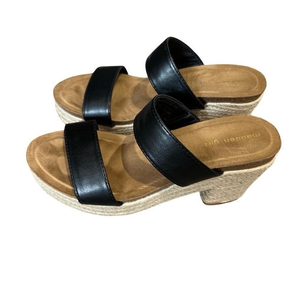 Steve Madden Black and Tan Espadrille Wedges - Picture 3 of 4